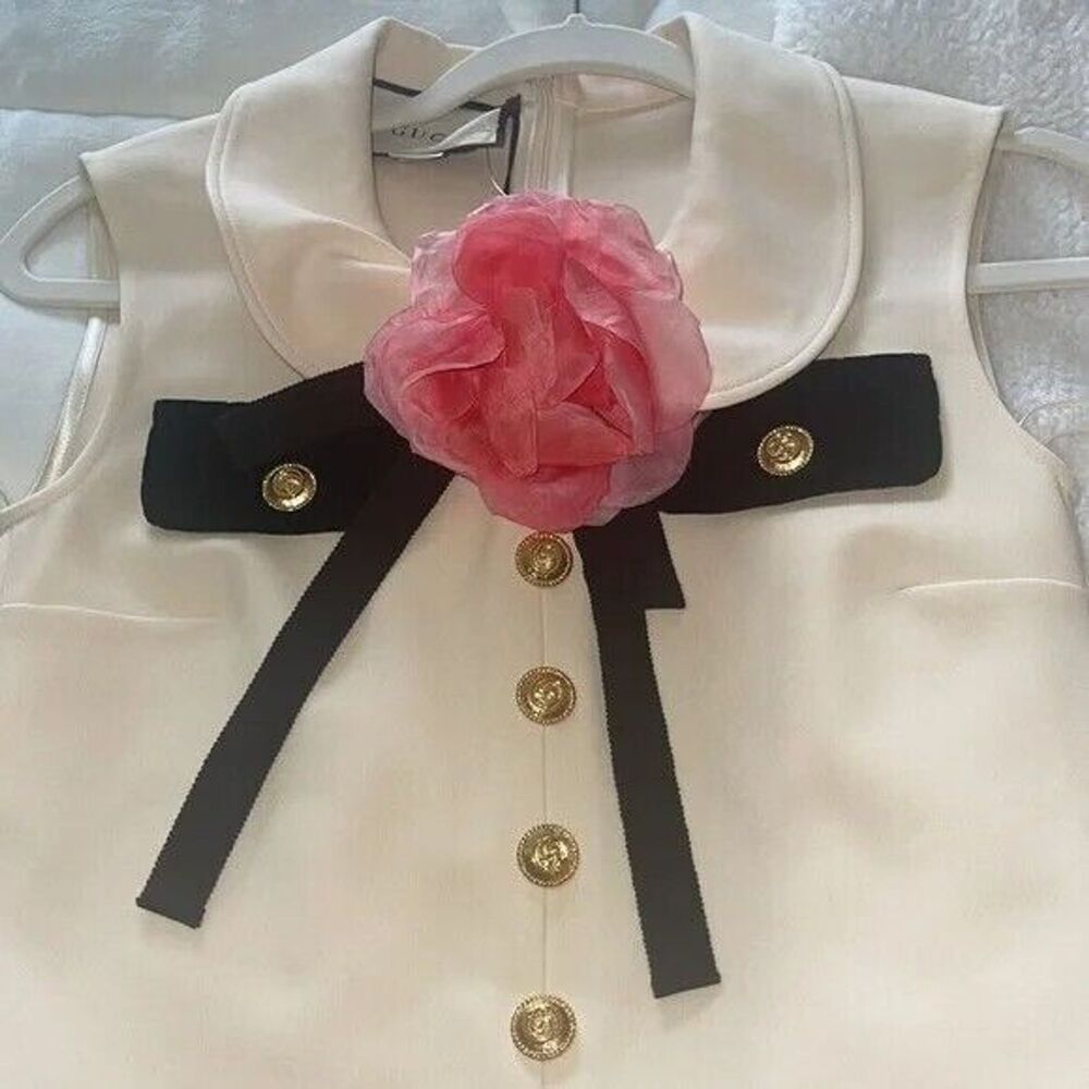 NWT. $3600 GUCCI Floral-appliquéd cady mini dress XXS - Picture 16 of 16